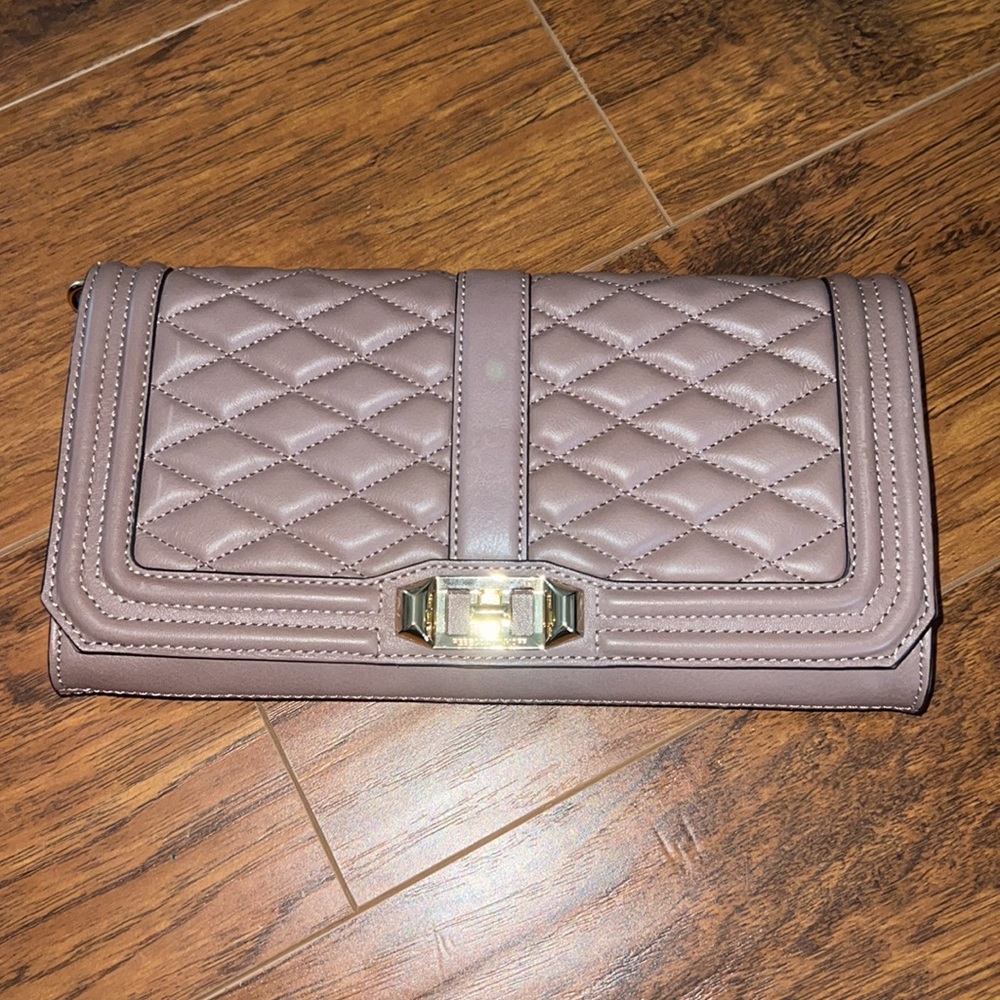 Rebecca Minkoff Quilted Love Clutch Handbag with Removable Crossbody Strap